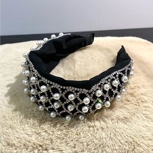 Stunning Black Pearl and Crystal Headband